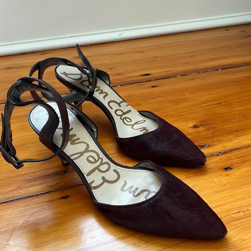 Sam Edelman Burgundy Pointed Toe Heels
